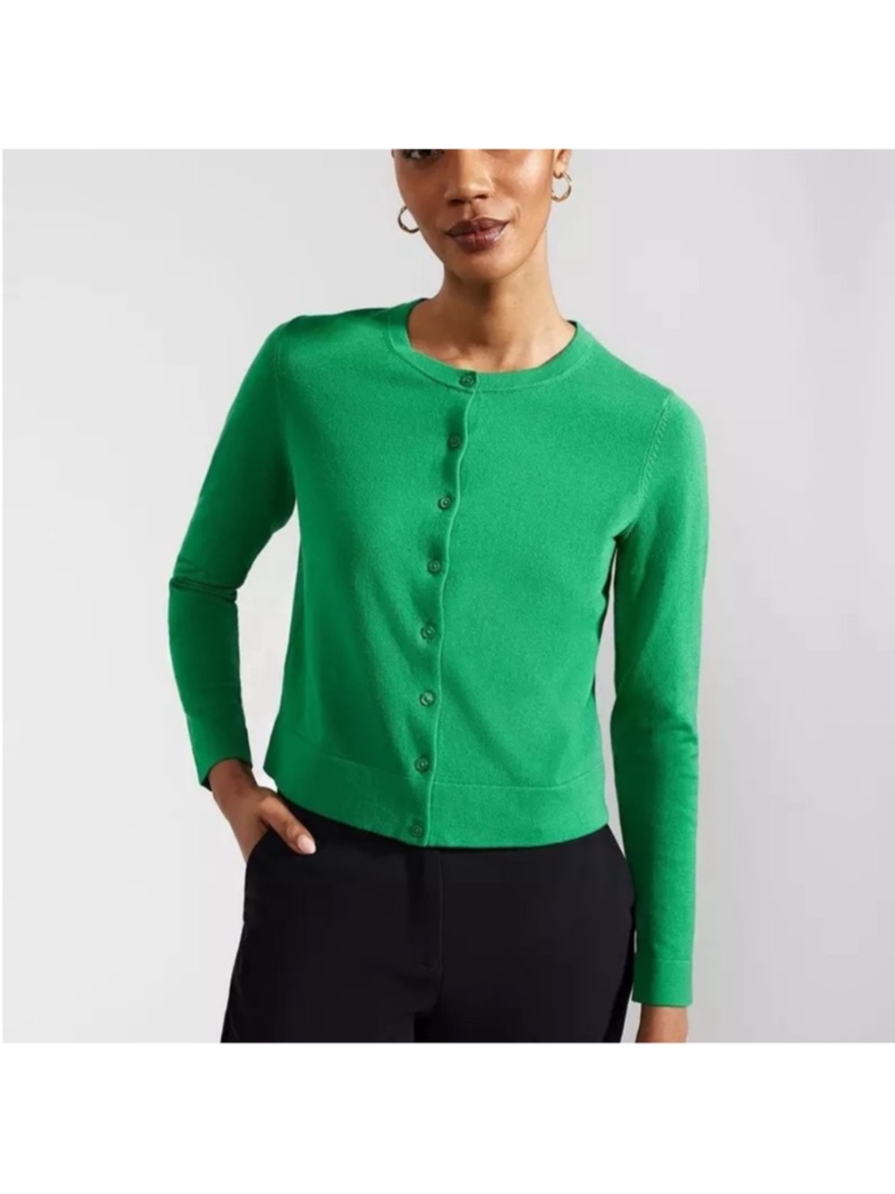 Hobbs Michelle Green Cotton Cardigan Size M $125
